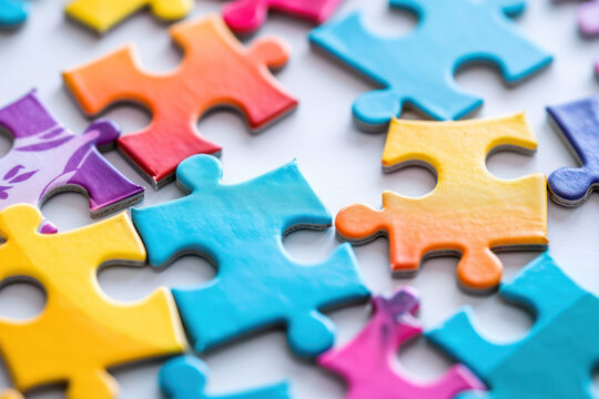 Group of Colorful Puzzle Pieces