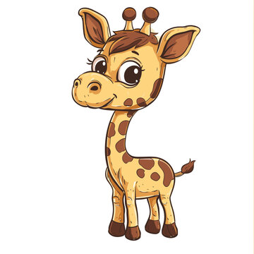 Cute cartoon giraffe. Vector illustration isolated on white background.