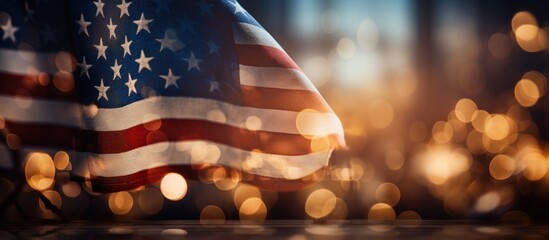 The American flag is illuminated by a soft glow - obrazy, fototapety, plakaty