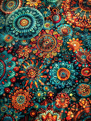 Vibrant Traditional Mandala Pattern on Textured Background