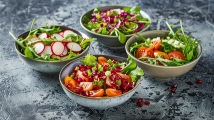 Four Bowls Filled With Various Vegetables