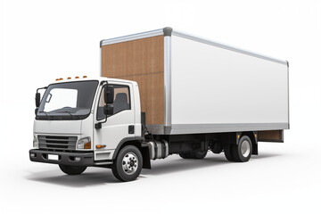 White Delivery Truck Side View Cargo Truck with boxes delver all over the world, transportation and shipping concept