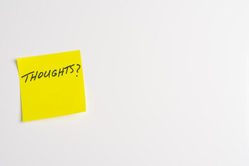 Sticky Note with Thoughts Isolated on a White Background