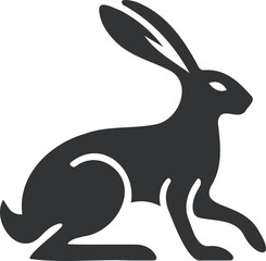 Elegant Silhouette of a Rabbit Poised in Profile on a Plain Background