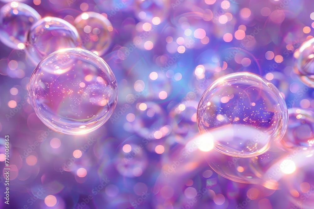 Aufkleber Surreal bubbles filled with vivid neon light displaying a dynamic and otherworldly visual experience