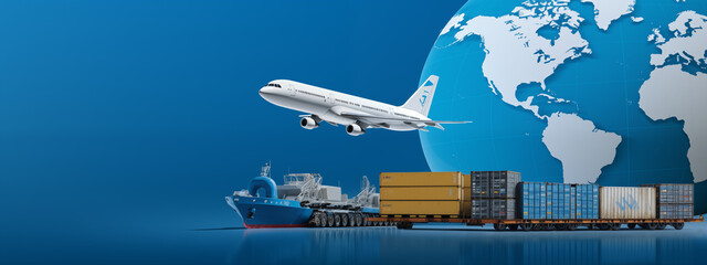 The world logistics background or transportation container cargo shipment, internet of things Concept of fast or instant shipping