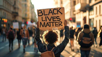 Activist Holding Black Lives Matter Sign at Peaceful Protest