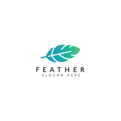 Elegant Feather Logo Design With Green and Blue Gradient and Slogan Placeholder