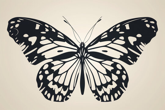 Abstract butterfly silhouette, artistic and stylized wings, minimalist design, on white.