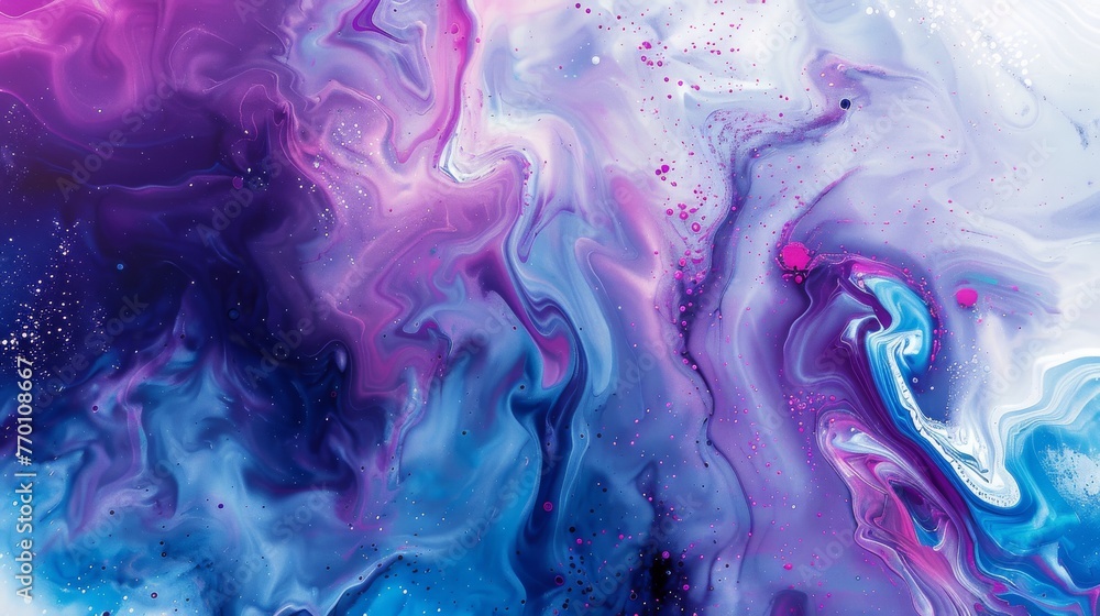 Poster a striking composition of swirling purple tones and splashes that bring a vivid and lively look to t