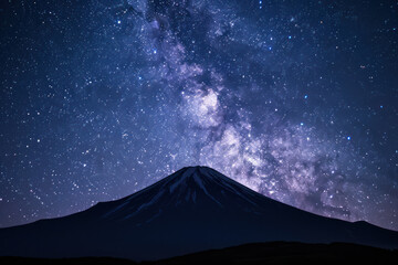 Majestic Mountain Under Star-Filled Night Sky
