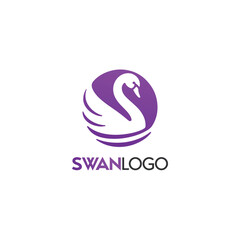 Elegant Swan Logo Design Featuring Purple Color Scheme for Brand Identity