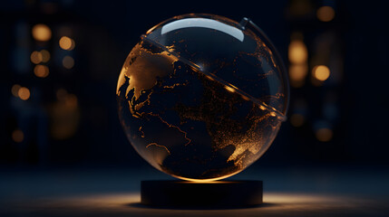 3d globe from around the world in night vision mode