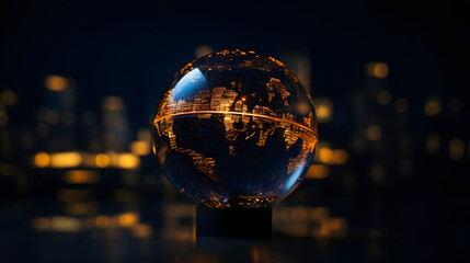 3d globe from around the world in night vision mode