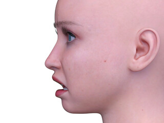 女性の顔アップ　3DCGレンダリング 