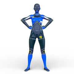 女性サイボーグ　3DCGレンダリング