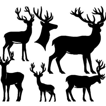 set of silhouettes of deer