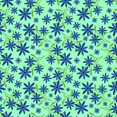 Cartoon summer retro seamless flower pattern for wrapping paper and fabrics and spring packaging and kids print