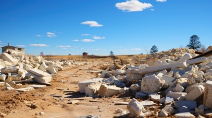 Fototapeta na wymiar Large piles of sand and gravel near