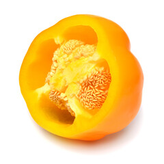 Yellow pepper half isolated on white background