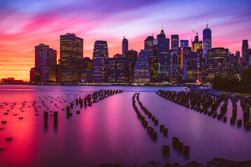 Sunset over Downtown Manhattan, New York city