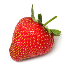 One strawberry macro isolated on white background