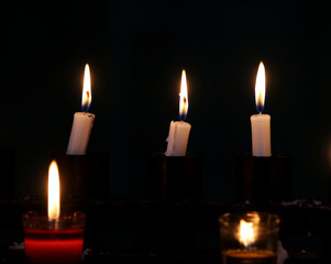 burning candles in church