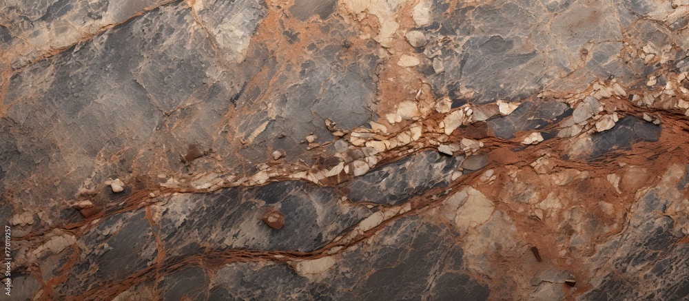 Poster a closeup shot captures the intricate marblelike texture of a rock, resembling patterns found in nat