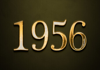 Old gold effect of 1956 number with 3D glossy style Mockup.