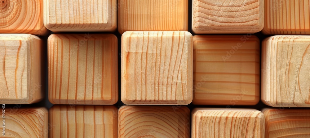 Poster abstract formation of rustic wooden 3d cubes stacked for unique background texture
