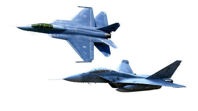 military fighter jets isolated on a transparent background.