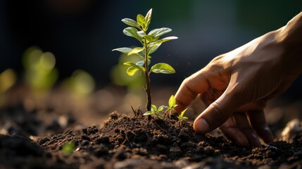hand planting a tree