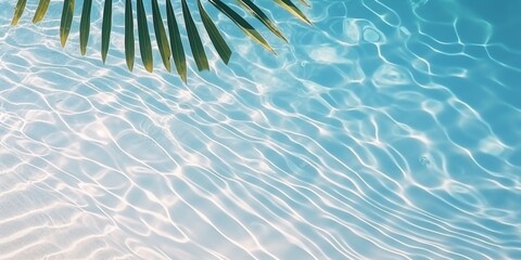 palm leaves against the background of azure ocean water Generative AI - obrazy, fototapety, plakaty