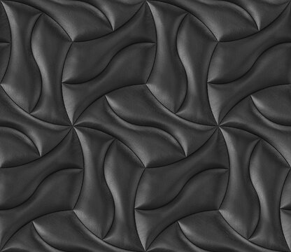 Black soft leather tiles design soft 3d panels