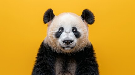 Obraz premium A panda on a pastel yellow background