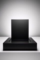 Fototapeta premium 3D rendering of a black podium on a white background in a minimalist style