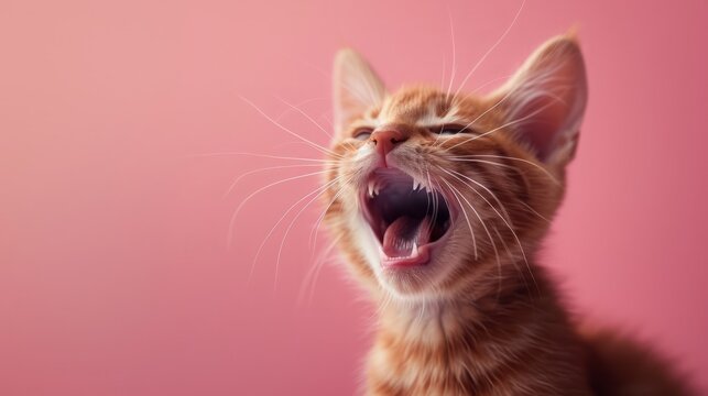 A cat on a pastel isolated background