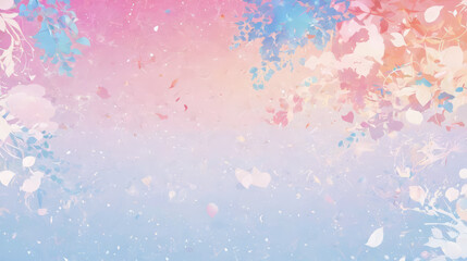 Fototapeta premium Blue and Pink Background With Abundant Leaves