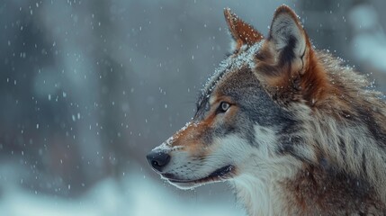 Obraz premium A wolf on a pastel blue background
