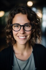 Fototapeta na wymiar Confident young woman with glasses portrait Generative AI