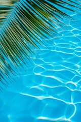 Fototapeta na wymiar palm leaves against the background of azure ocean water Generative AI