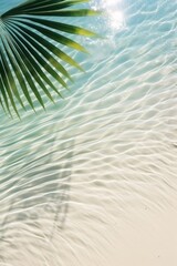 Fototapeta na wymiar palm leaves against the background of azure ocean water Generative AI
