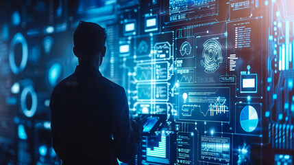 robot  and binary code data