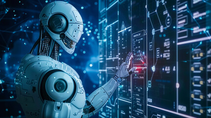 robot  and binary code data