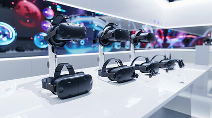 Exploring Virtual Realms: Immersive VR Equipment Displayed in Simulated Environment