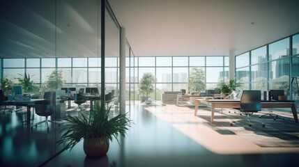 Beautiful blurred background of a light modern office interior 