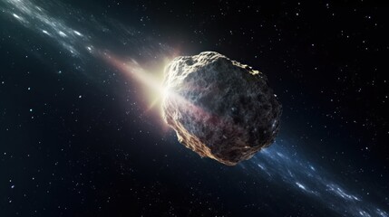 Comet, asteroid, meteorite flying to the planet Earth