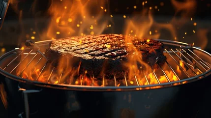  Barbecue Grill Pit With Glowing And Flaming Hot Charcoal Briquette © KRIS