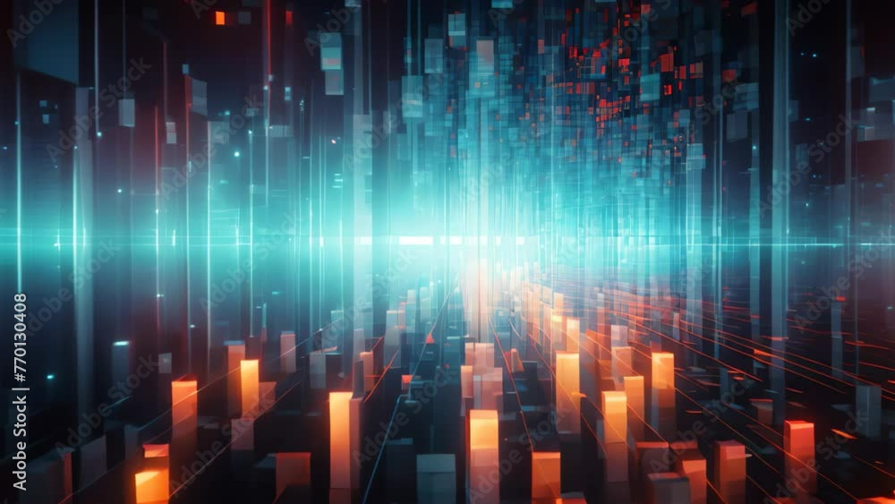 Poster abstract technology background with glowing lines. 3d rendering toned image, abstract futuristic bac
