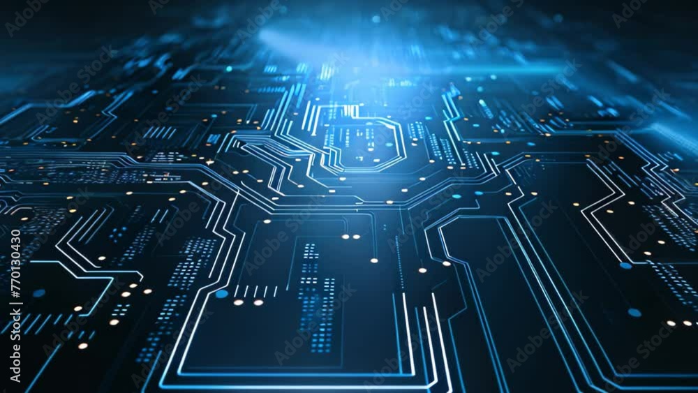 Poster circuit board background. technology and science concept. 3d rendering, abstract futuristic circuit 